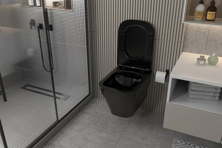 Унитаз Abber Rechteck AC1200MB подвесной Черный матовый с сиденьем Микролифт 