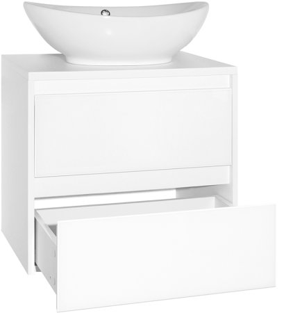 Тумба под раковину Style Line Монако 60 Люкс Plus ЛС-00000632 подвесная Осина белая Белый Лакобель 