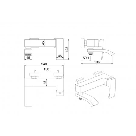 Смеситель для ванной Felice 2040 B Белый / Хром 