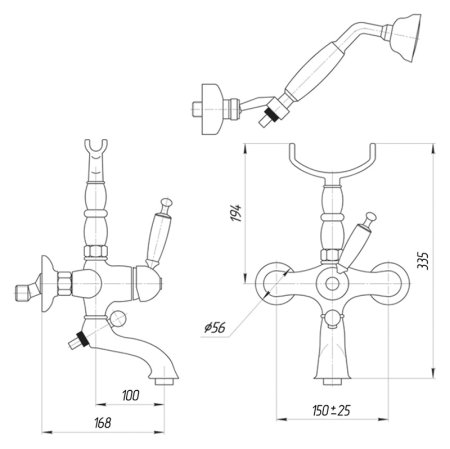 Смеситель Migliore Oxford ML.OXF-6302 CsCr для ванны с душем 