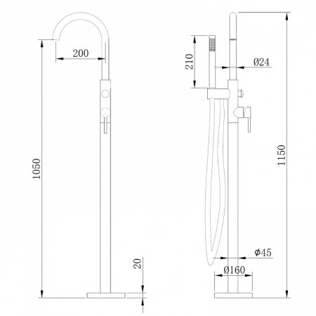 Смеситель для ванны Abber Wasser Kreis AF8115B Черный матовый 