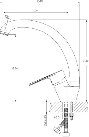 Смеситель для кухни Rossinka RS28-23 Хром 