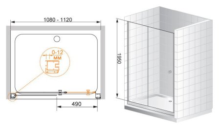 Душевая дверь в нишу Cezares Anima BF1 110 P Cr 