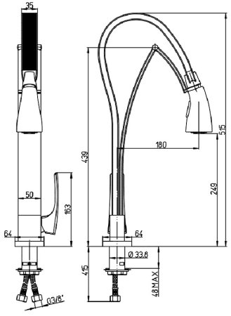 Смеситель для кухни Paini Hybrid HKCR557TKKM Хром Серый 