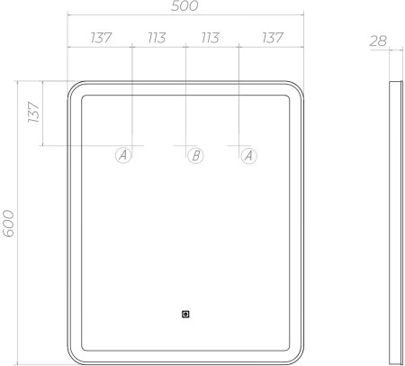 Зеркало VIGO Flam z.FLA.50.CLASSIC, 50 см 