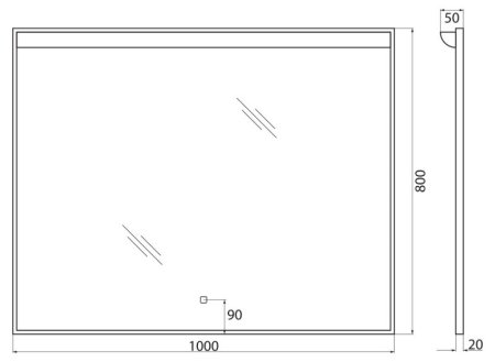 Зеркало BelBagno SPC-UNO-1000-800-TCH в алюминиевой раме 