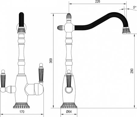 Смеситель для кухонной мойки Zorg Sanitary ZR 349 YF BR 