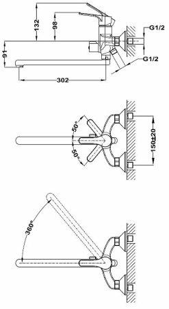 Смеситель для ванны Teka Salina 271216250 Хром 