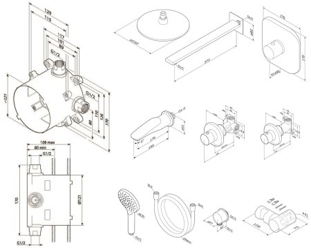 Душевая система AM.PM FM0060000 с термостатом Хром 
