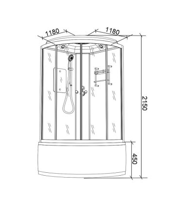 Душевая кабина Parly Bianco BN118P 118 см, высокий поддон 