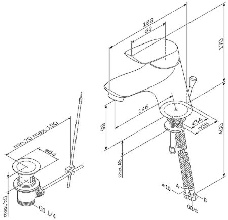 Смеситель для раковины AM.PM Bliss L F5382164 Хром 