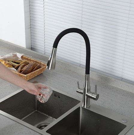 Смеситель для кухни Gappo G4399-65 Сатин Черный 