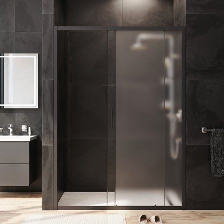 Душевая дверь AM.PM Gem 140 W90G-140-1-195BM профиль Черный матовый стекло матовое-прозрачное 