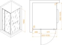 Душевой уголок RGW PA-078-1B (RGW PA-008B + Z-060-2B) 900x1000