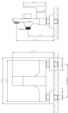 Смеситель для ванны и душа ESKO Samara (BR 54) 