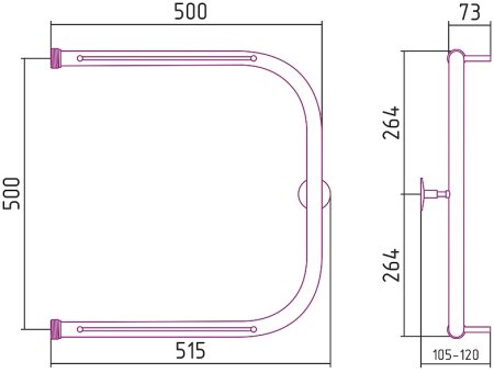 Водяной полотенцесушитель Сунержа Стилье П-образный 500х500 00012-5050 Хром 