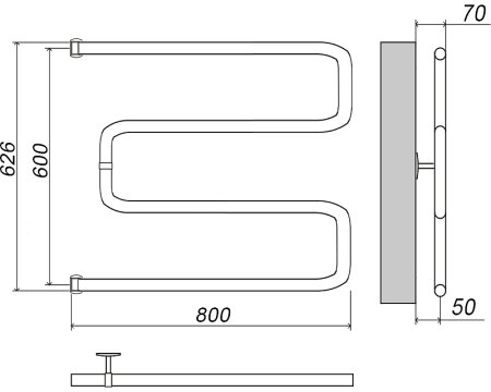 Водяной полотенцесушитель Grota Kamelo 600х800 Хром 