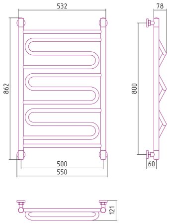 Полотенцесушитель водяной Сунержа Элегия+ 80x50 