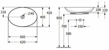 Раковина-чаша Villeroy&Boch Loop & Friends 62 4A480001 Альпийский белый 