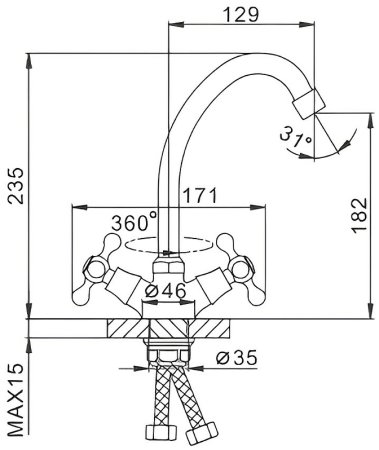 Смеситель для кухни Frap F4119-2 Хром 