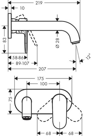 Смеситель для раковины Hansgrohe Vernis Shape 71578000 Хром 