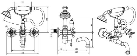 Смеситель для ванны Boheme Satine 313-ST Бронза 