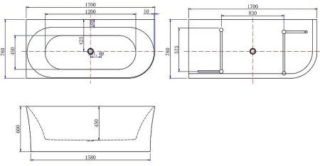 Акриловая ванна Allen Brau Priority 4 170x78 L 2.31004.21A без гидромассажа 
