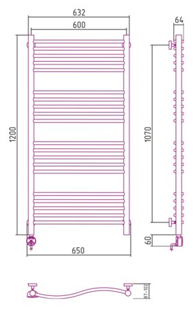 Полотенцесушитель электрический Сунержа Флюид 120x60 L 