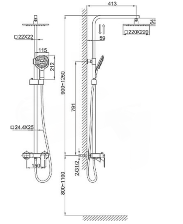 Душевая система D&K Berlin Freie DA1433701A01 Хром 