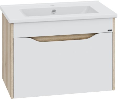 Тумба Санта Сатурн 75 подвесной дуб австрийский с умывальником Quadro 75 