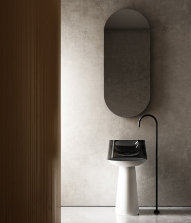 Раковина отдельностоящая прозрачная ABBER Kristall AT2706White-Onyx белый/черный 