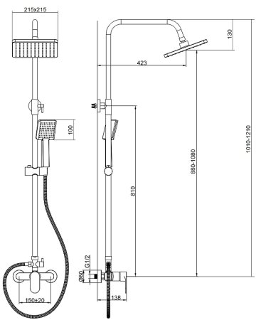 Душевая система Bond B01-8400 Хром 