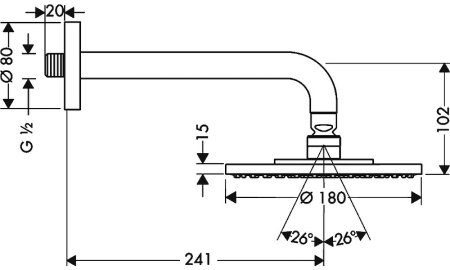 Верхний душ Hansgrohe Raindance S 180 27471000 Хром 
