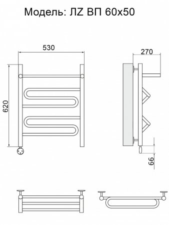 Полотенцесушитель электрический Ника Curve ЛZ/ВП 60х50 левый тэн 