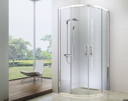 Душевой уголок Berges Solo R 80х80 061101 профиль Хром сильвер стекло прозрачное 