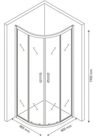 Душевой уголок Berges Solo R 80х80 061101 профиль Хром сильвер стекло прозрачное 
