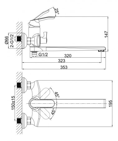 Смеситель D&K Venice Rialto DA1063301 для ванны с душем 