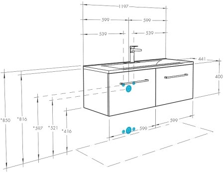 Тумба под раковину Aquaton Мадрид 120 М 1A170301MA010 подвесная Белая 