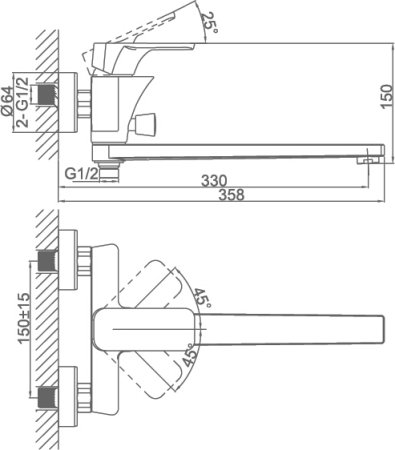 Смеситель D&K Berlin Humboldt DA1433312 универсальный 