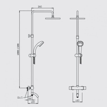 Душевая система с термостатом HANSEN H33070 Хром 