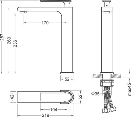 Смеситель Timo Anni 2711/03F для раковины, черный 