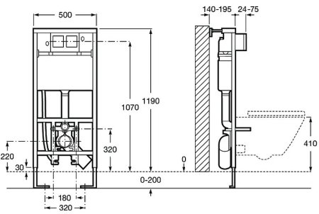 Инсталляция Roca Duplo Bide Smart WC 890090800 для унитаза биде со смывным бачком без клавиши смыва 