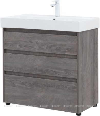 Тумба с раковиной Aquanet Nova Lite 85 дуб рошелье (3 ящика) 