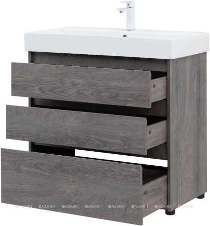 Тумба с раковиной Aquanet Nova Lite 85 дуб рошелье (3 ящика) 