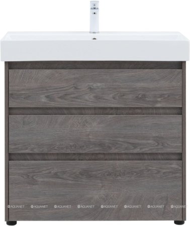 Тумба с раковиной Aquanet Nova Lite 85 дуб рошелье (3 ящика) 