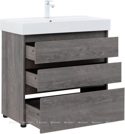 Тумба с раковиной Aquanet Nova Lite 85 дуб рошелье (3 ящика) 
