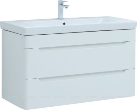 Тумба с раковиной Aquanet София 105 белый глянец (2 ящика) 