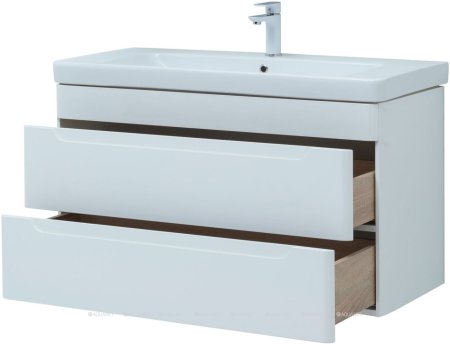 Тумба с раковиной Aquanet София 105 белый глянец (2 ящика) 