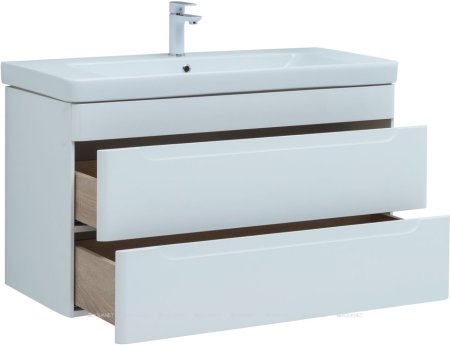 Тумба с раковиной Aquanet София 105 белый глянец (2 ящика) 