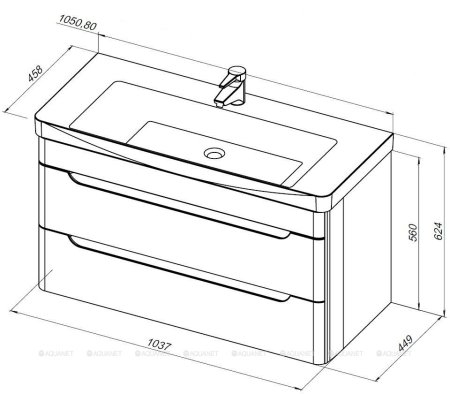 Тумба с раковиной Aquanet София 105 белый глянец (2 ящика) 